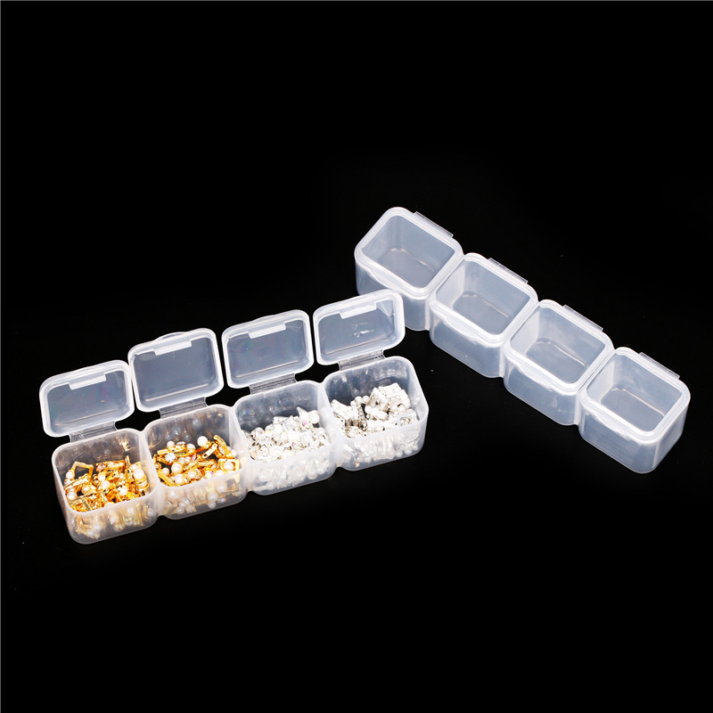 Herramientas de uñas transfronterizas caja de almacenamiento de joyas 28 rejilla de color transparente caja de almacenamiento de joyería caja extraíble