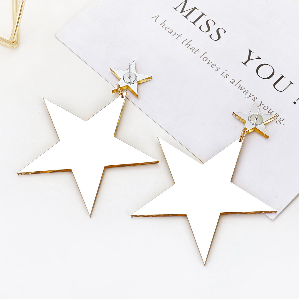 Fashion Gold Acrylic Five-pointed Star Earrings Creative Long Earrings display picture 3