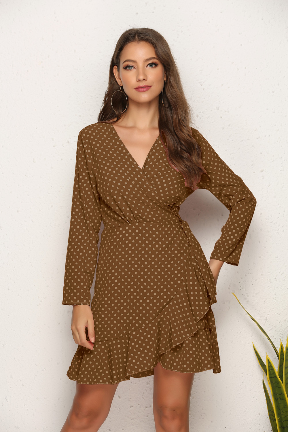 Popular Sexy Polka Dot Ruffled Irregular Asymmetric Autumn Clothing Dress 14 Popular Sexy Polka Dot Ruffled Irregular Asymmetric Autumn Clothing Dress