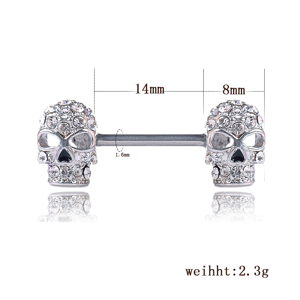 New Jewelry Diamond Skull Nipple Ring Jewelry display picture 1