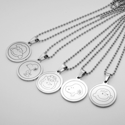 ins Fengtuku titanium steel Rupee Dogs Charlie Boys and girls Couple Necklace Disco Necklace