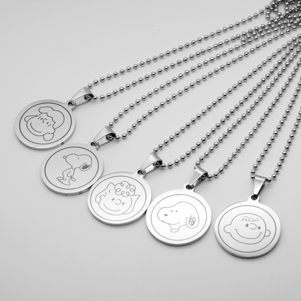 ins Fengtuku titanium steel Rupee Dogs Charlie Boys and girls Couple Necklace Disco Necklace
