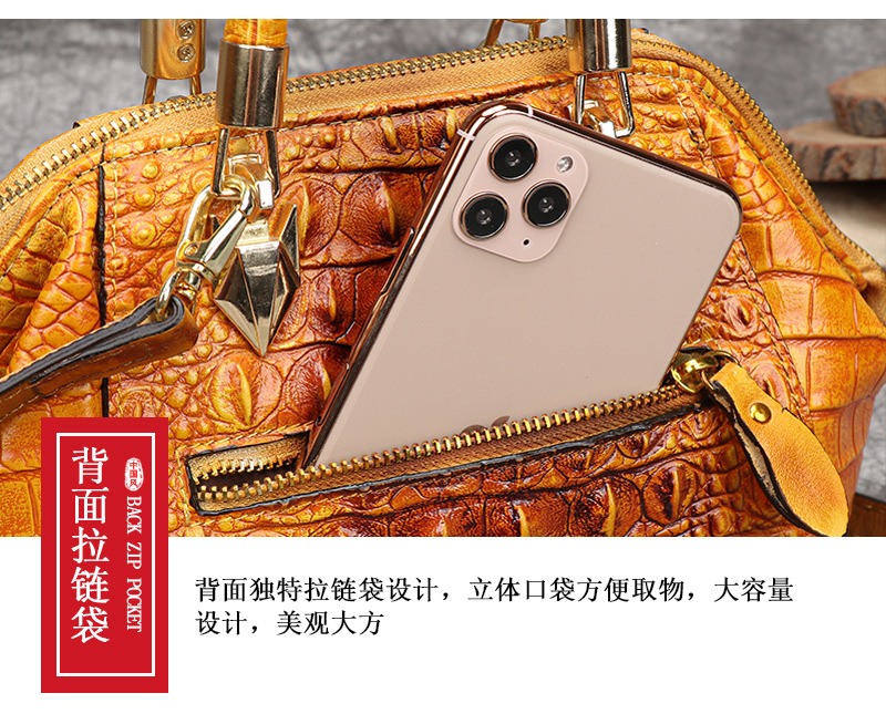 Túi đeo vai da retro nữ công suất lớn đa năng — Màu đen, Vàng cổ điển, Đỏ cổ điển chi tiết 16