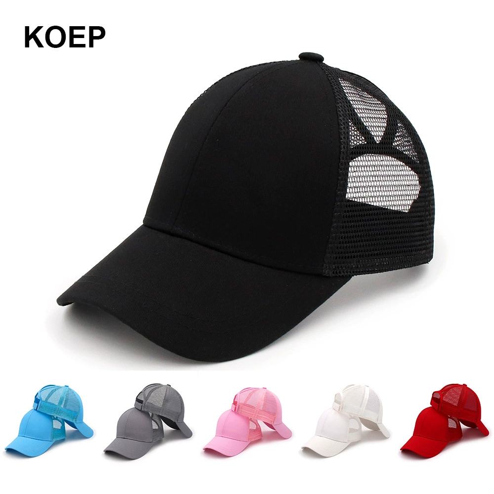Wish Amazon's New European And American Women's Ponytail Cap Spot Summer Breathable Mesh Cap Back Opening Baseball Cap Can Be Customized