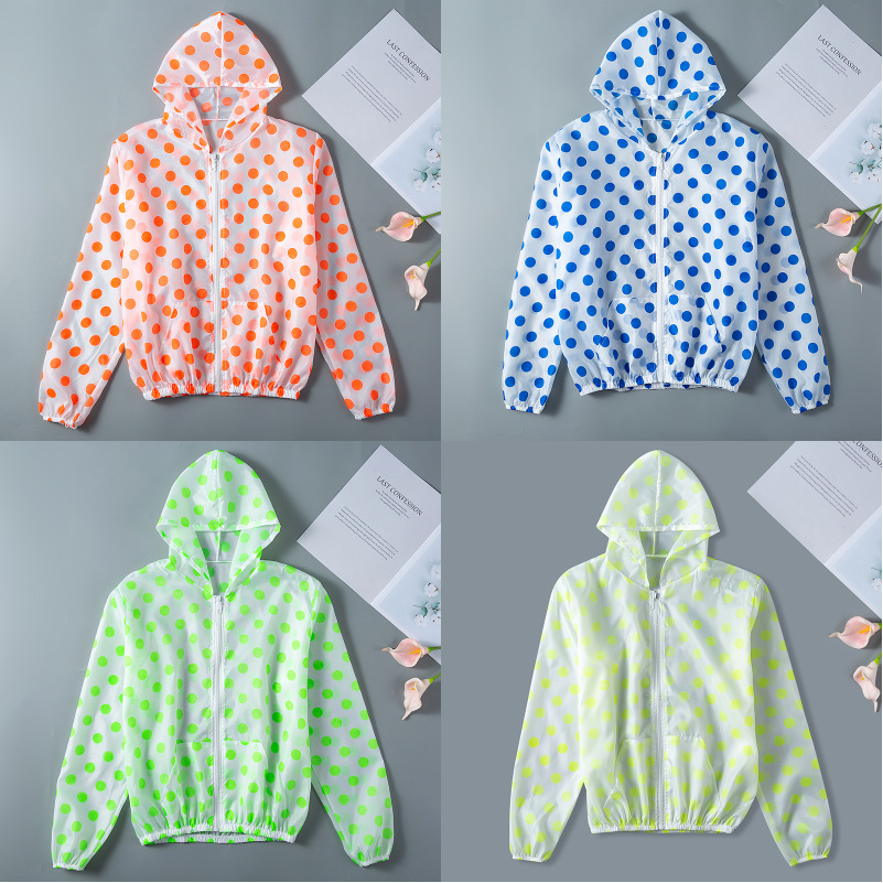 防晒衣女2021春夏新款超薄透气速干防紫外线圆点防晒衫短款外套女|ms