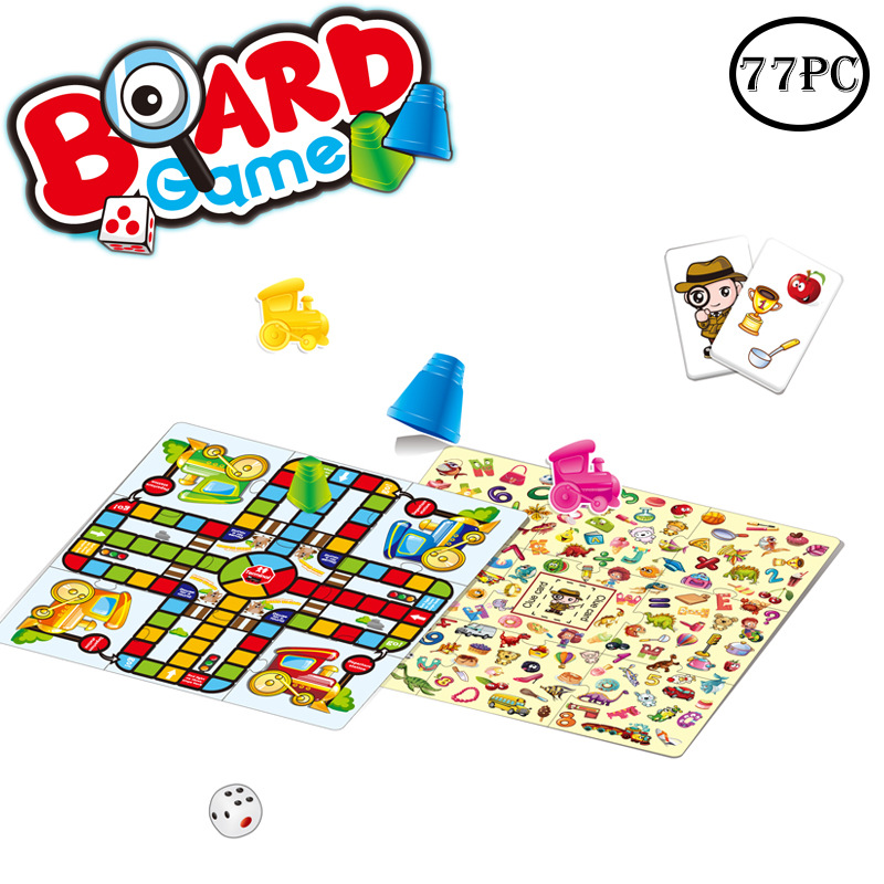 Niños Qizhi tren ajedrez memoria juego inglés juego de mesa juguete 2 en 1 Juego de mesa