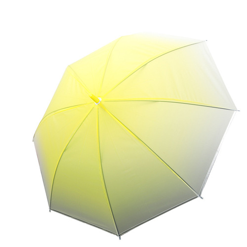 Manufacturer of small and fresh long-handled transparent color gradient straight rod parasol with satin film dance umbrella for wholesale