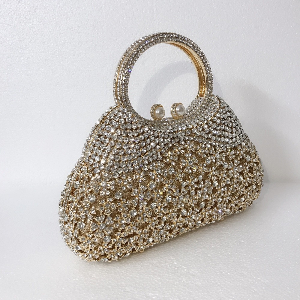Túi clutch nữ đính kim cương giả dự tiệc cao cấp kích thước 23x12x6 cm — Màu đen chi tiết 27