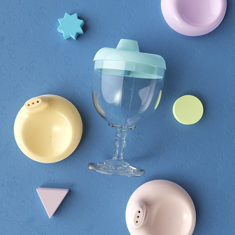 Children Fashion Creative Glass Baby Plastic Goblet Juice Drink Milk NoSpill Cuppicture3