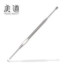 不鏽鋼砂光耳挖雙頭螺旋式安全彈簧掏耳勺按摩挖耳勺彩耳工具