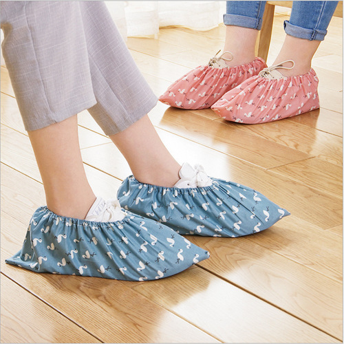 Home washable elastic adult dust-proof cloth shoe covers indoor home student computer room Internet cafe wearing fabric foot covers