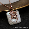 Fashionable organic chain for key bag , square pendant from pearl, necklace, wholesale