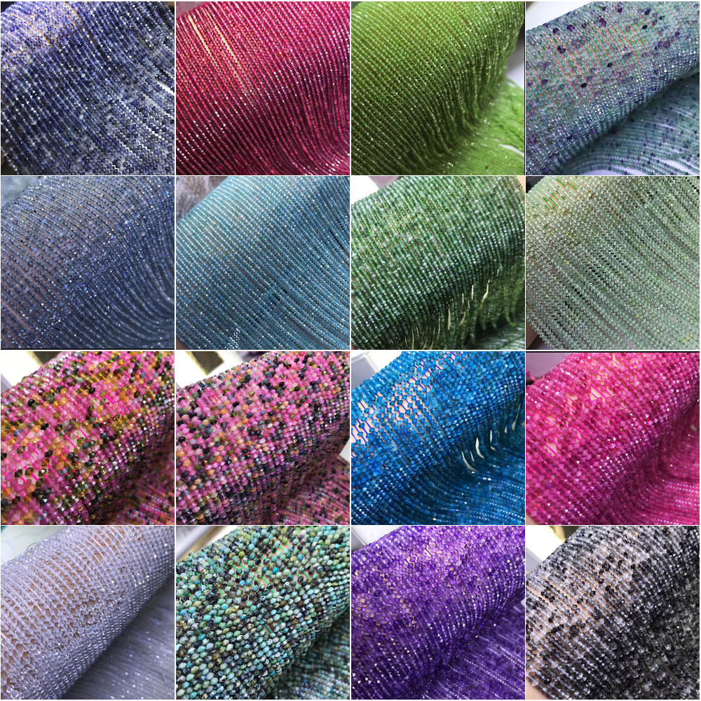 新福堂 天然水晶尖晶飞碟扁珠盘珠石榴石 绿松彩色碧玺玉石半成品