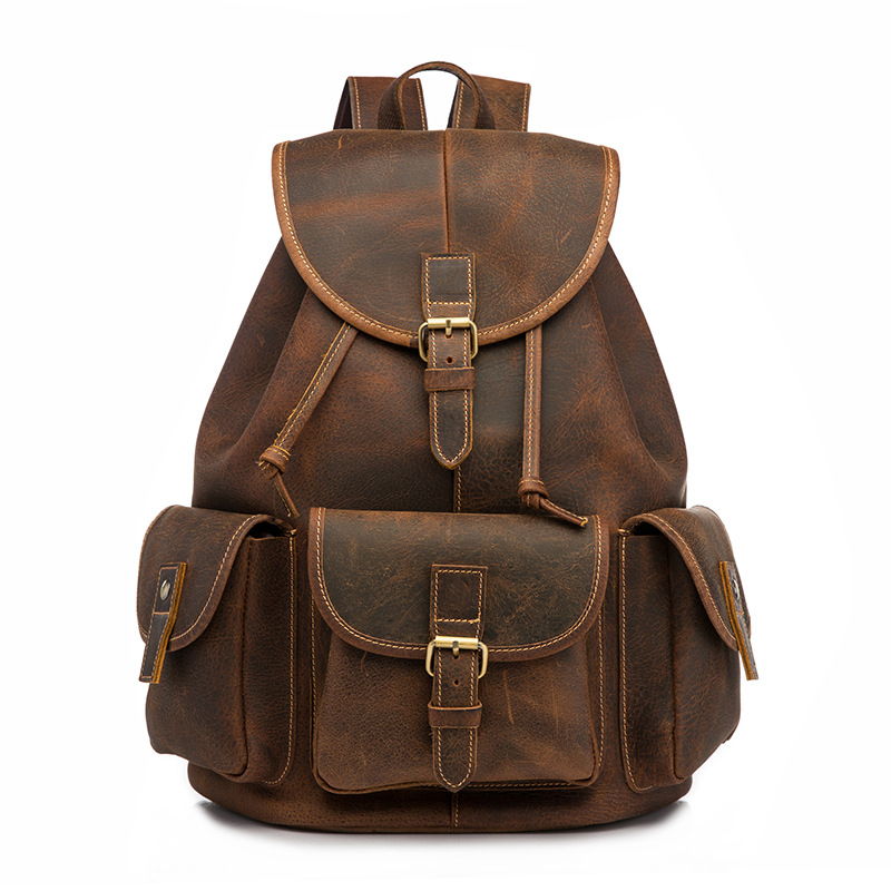 Quality Leather Design Men Travel Casual Backpack Daypack Rucksack ...