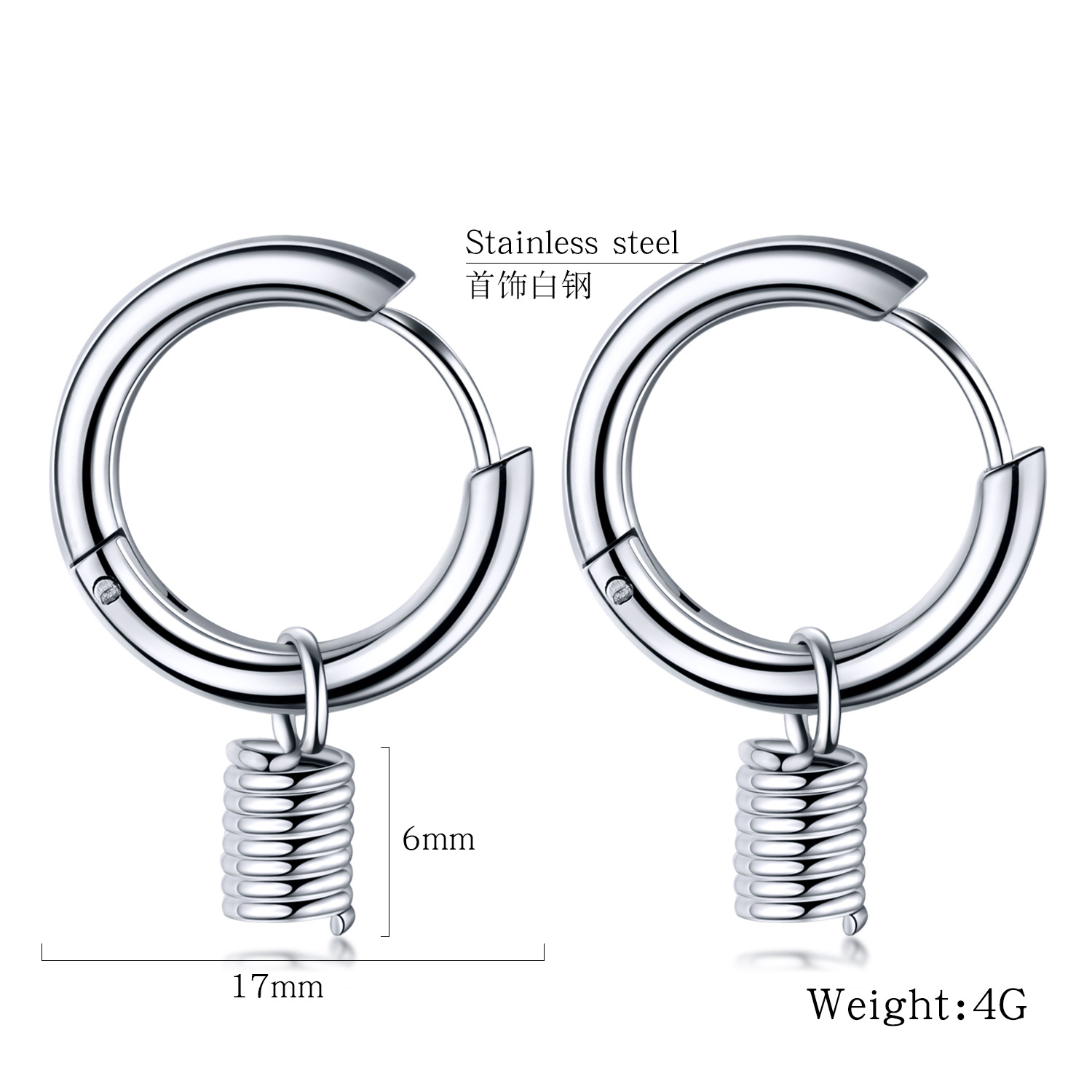 Fabrik Direkt Verkauf  Heiß Verkaufte Persönlichkeit Einfache Edelstahl Feder Ohrringe Ohrringe Titan Stahl Herren Ohrringe display picture 1