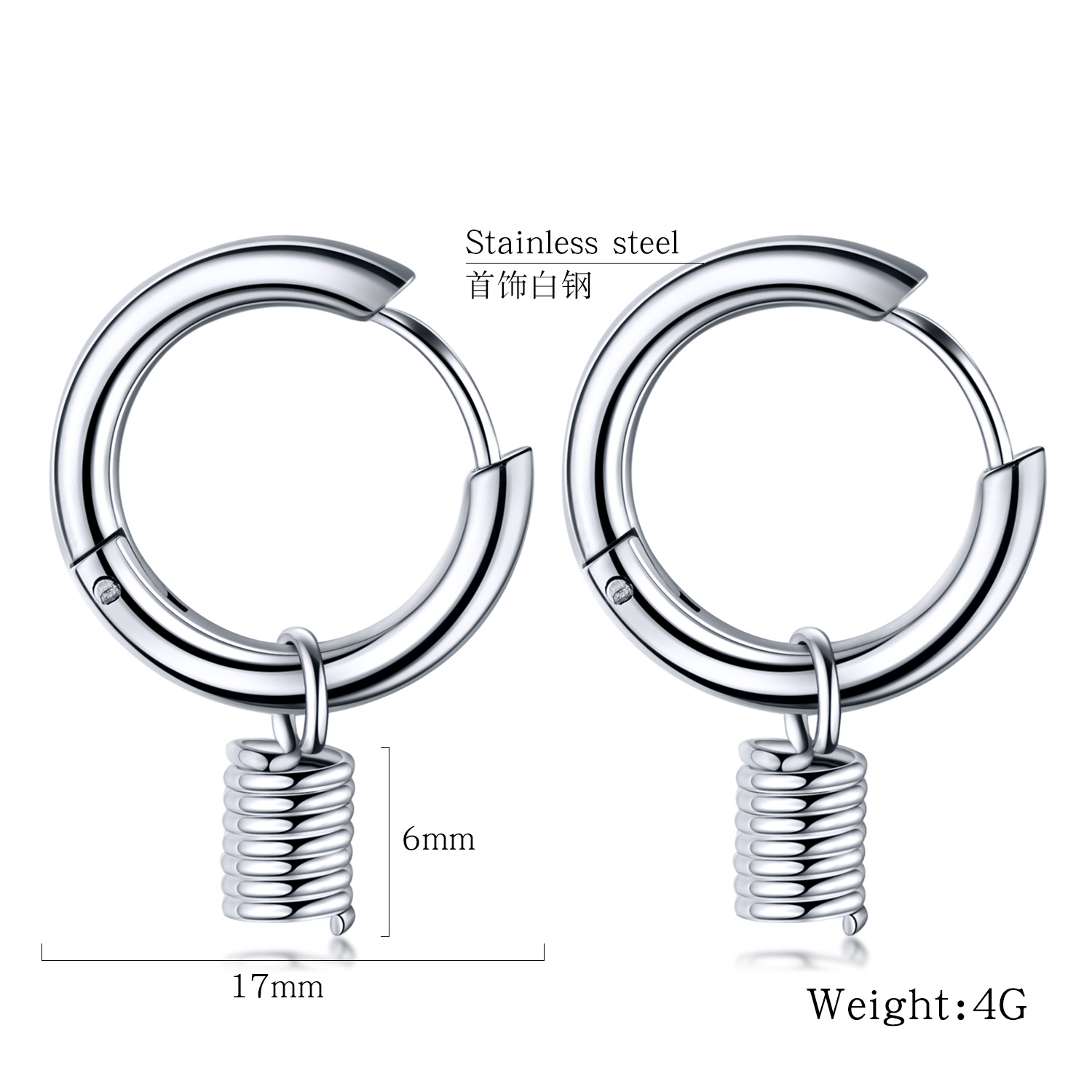 Stainless Steel Spring Earrings Earrings Titanium Steel Earrings display picture 1