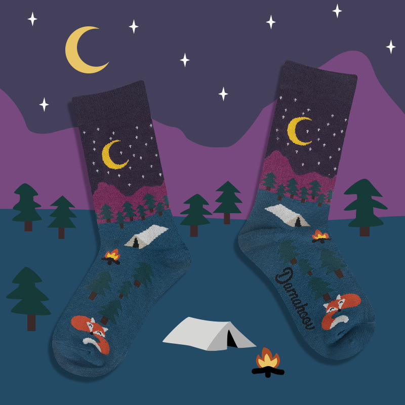 Chaussettes mi-mollet en coton pour homme et femme, motif dessin animé, style mignon, automne-hiver 2025_voghion.com