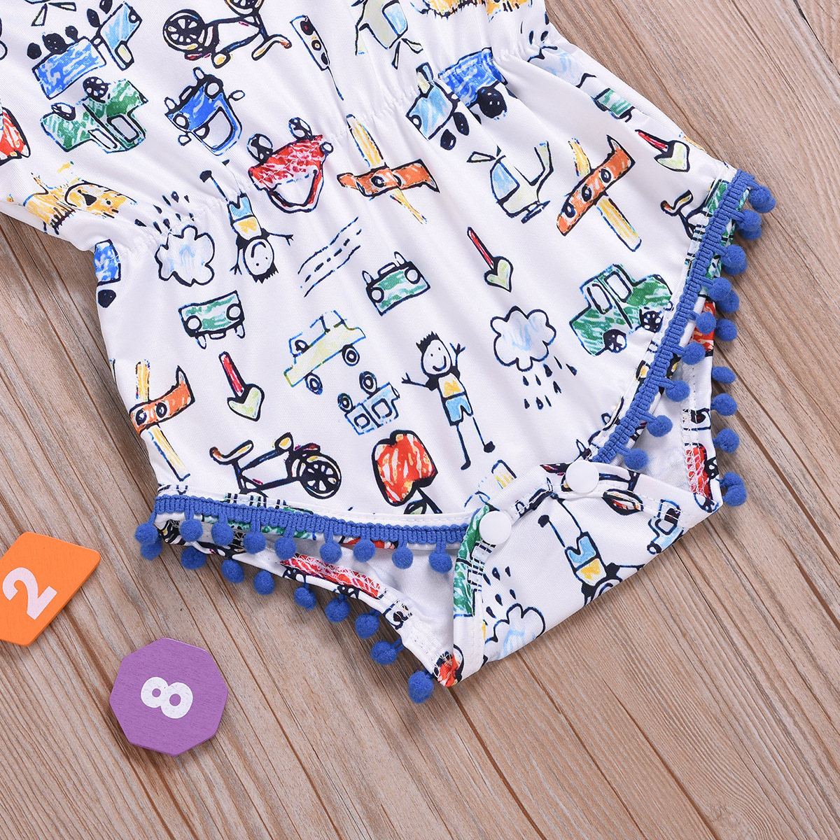 Children's Clothing Cartoon Car Newborn Clothes Romper Turban Two-piece Suit display picture 8