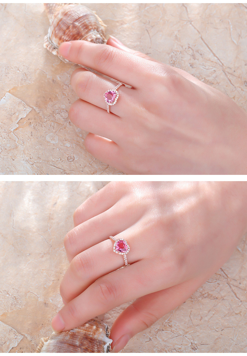 Fashion Heart Shape Copper Rings Inlay Artificial Gemstones Copper Rings