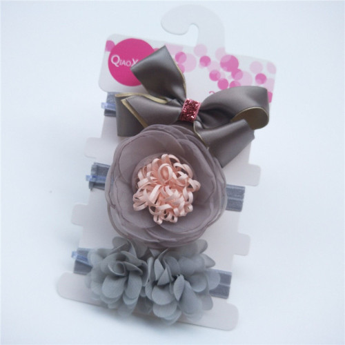 Stylish Korean style baby hair accessories three-piece set, bow headband, baby girl sponge ball headband headwear supply source