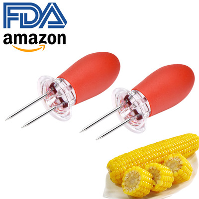 亚马逊跨境现货烧烤工具 不锈钢玉米烤针玉米烧烤签玉米针烧烤叉