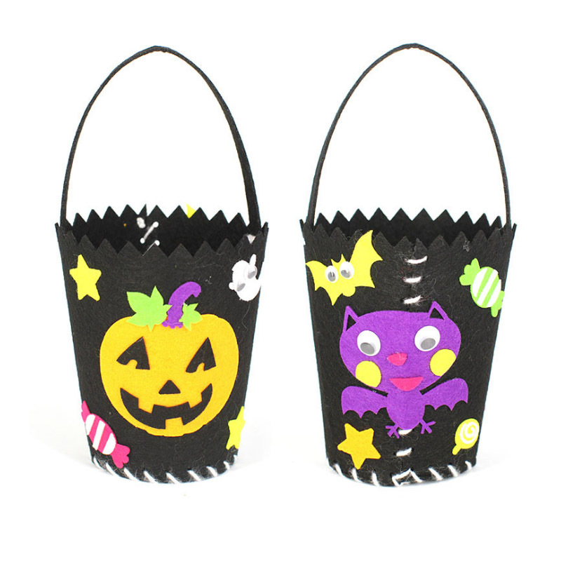 Paquete de material hecho a mano de bricolaje hecho a mano de Halloween hecho en casa de tela no tejida bolsa de calabaza Portátil Bolsa de regalo bolsa de dulces