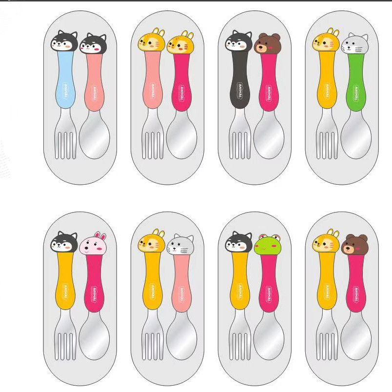 Set de Vajilla Infantil de Acero Inoxidable con Dibujos Animados