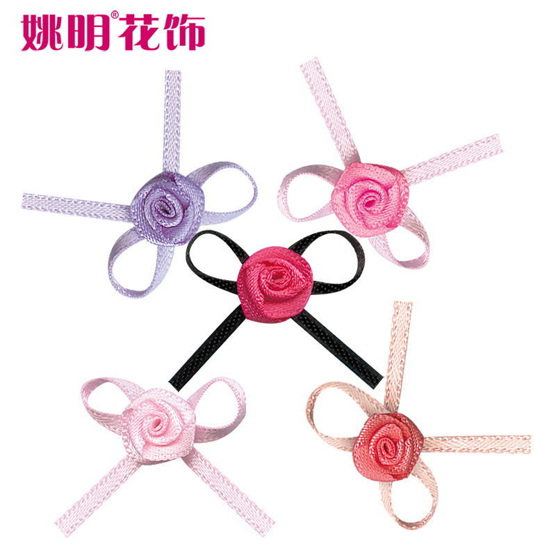 Yao Ming flor decoración cinta arco té Rosa medio split Phoenix mariposa tocado ropa de los niños estilo coreano pequeña pajarita boda caja