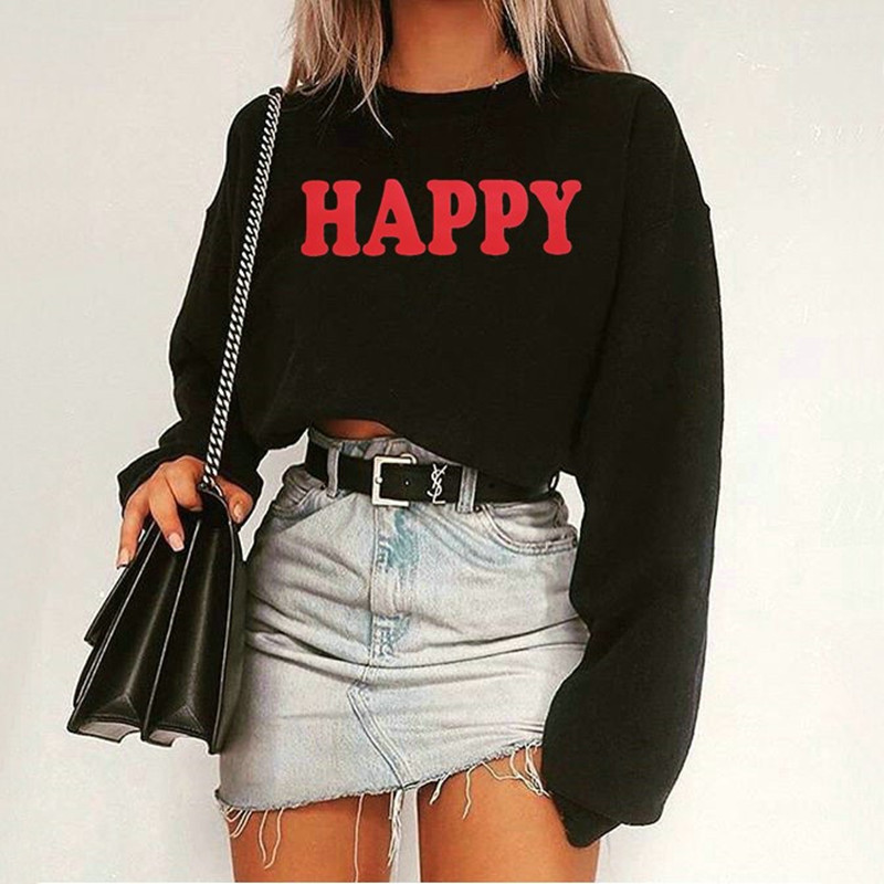 Letter Print Long-Sleeved Sweatshirt NSOSY111484