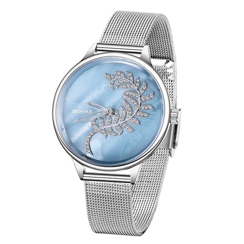 Benyar binya nueva moda patrón dial reloj de cuarzo para mujer movimiento importado Correa reloj de mujer 5157L