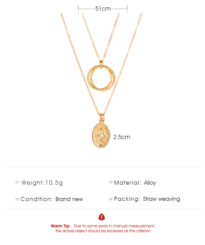 Retro Portrait Round Oval Alloy Layered Womenu0027S Necklace