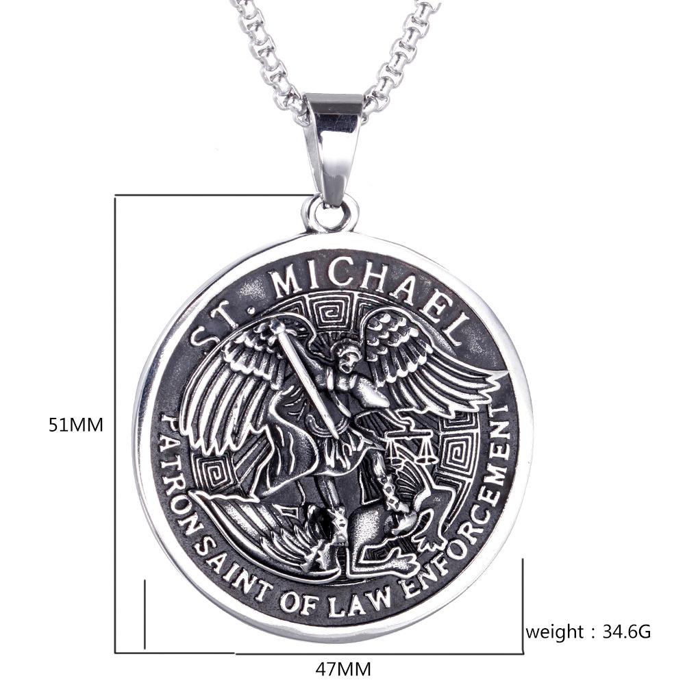 15g Weight Pendant Jewelry Making Type 18K Gold Plated Plating Material Retro Round Titanium Steel 18K Gold Plated Men's Men Pendant Necklaces