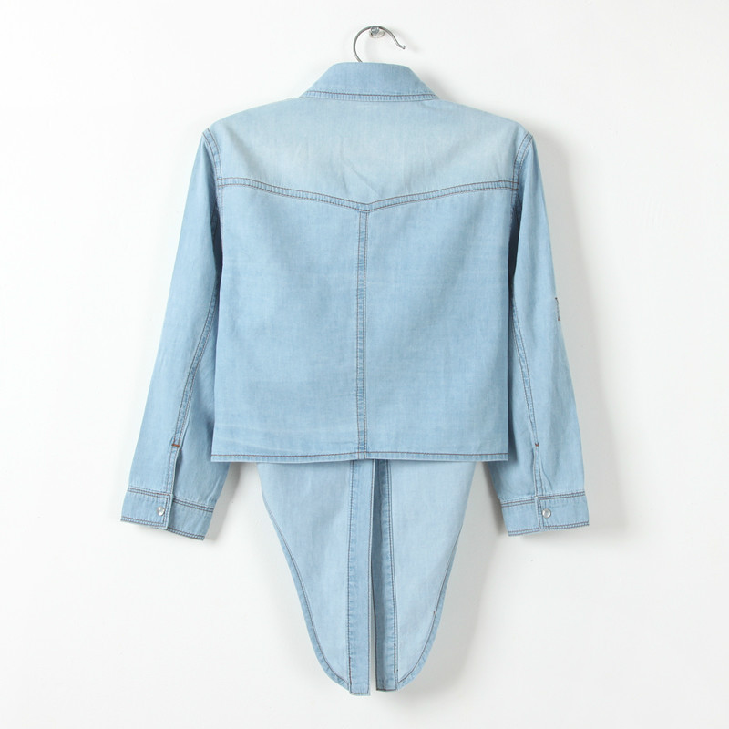 Garden Summer Medium Sleeve Denim Small Shoulder Short Coat Women'S Versatile Wash Shirt