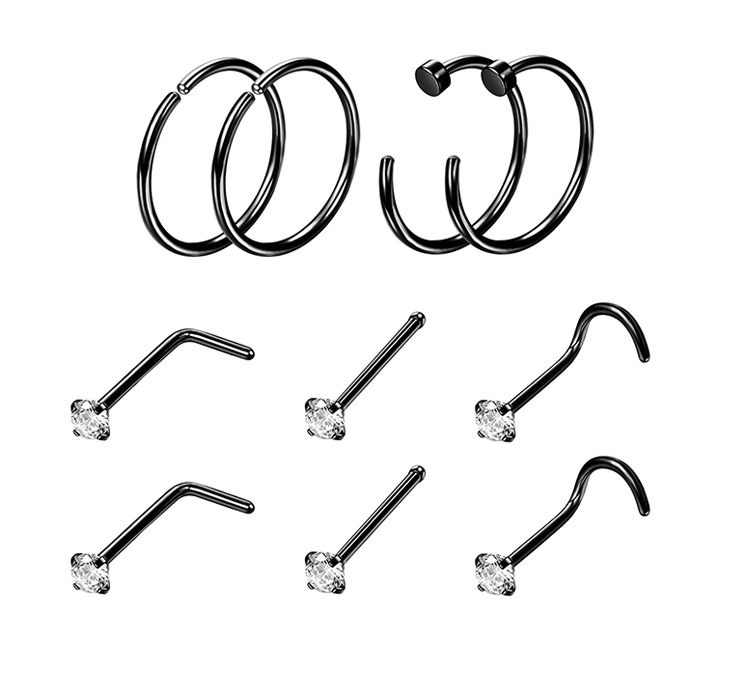 Wholesale Stainless Steel Jewelry Earrings Nose Nails Eyebrow Nails Ten Set display picture 4