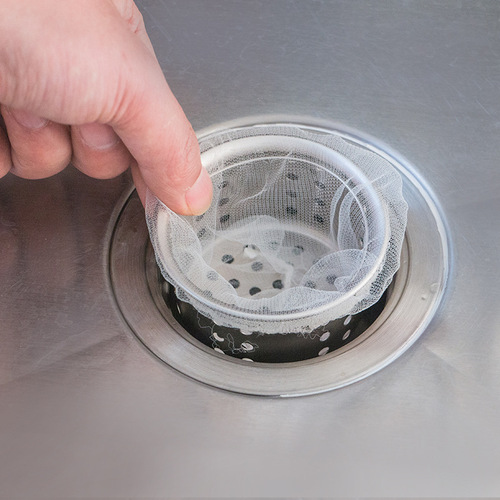 Kitchen anti-clogging sink filter, dishwashing sink, sink drain port residue filter, garbage bag, water-cut bag