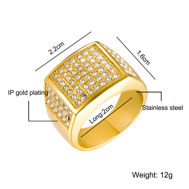 Nihaojewelry Fashion Geometric Full Diamond Stainless Steel Ring Wholesale Jewelry display picture 2