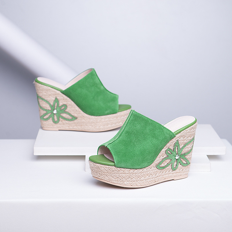 Dép cao gót nữ đế xuồng da bò mới, sandal quai ngang gót dày đi chơi — Màu camel chi tiết 3