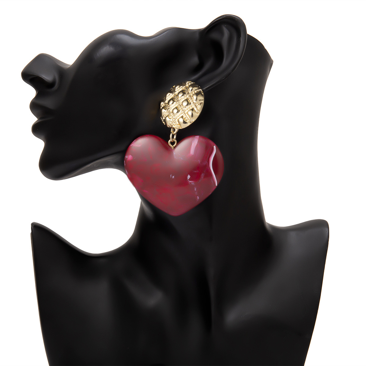 Retro Wild Geometric Tassel Simple Texture Colored Peach Heart Stud Earrings display picture 4
