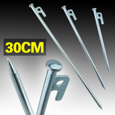 户外野营天幕帐篷地钉 直条钢铁钉 跨境沙滩营钉配件银色地钉30CM|ms