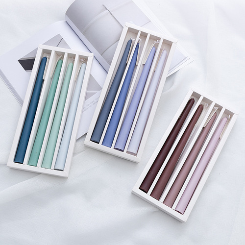 European-style long rod candle romantic wedding Western restaurant hotel candle holder Morandi color system gradient color smokeless aromatherapy candle