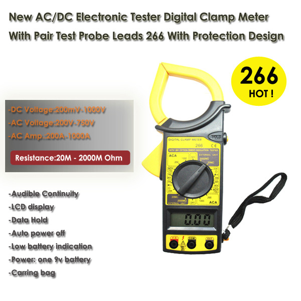 新款DT266 批发供应 出口中性数字钳形表黄色DIGITAL CLAMP METER