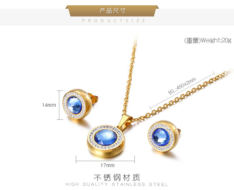 Wedding, Travel, Festival Occasion Kalen Ornament Set Gold Crystal Glass Pendant Micro Rhinestone With Stud Earrings Two-piece Set Necklace And Earrings Suite