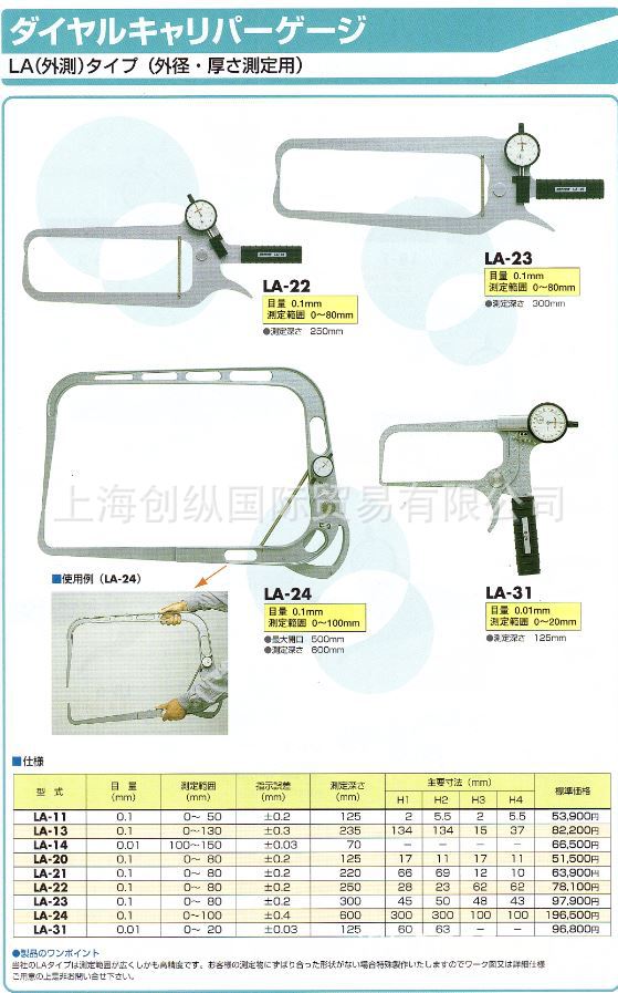 日本尾崎制作所 日本PEACOCK 卡规 外径测厚表  LA-1  创纵国际