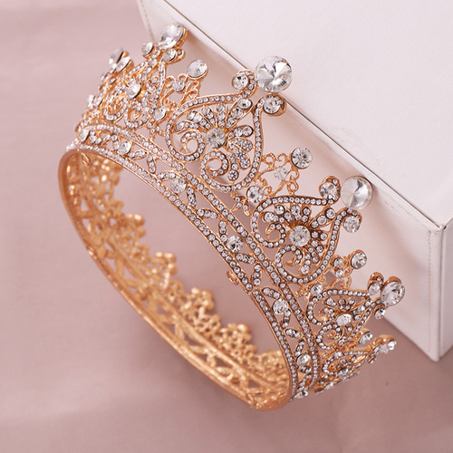Foreign trade hot selling rhinestone crown full circle heart shaped crown bridal tiara hair crown bridal crown hair accessories wholesale