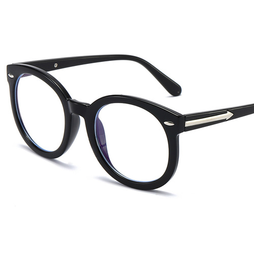New anti-blue light glasses frame with rice pin flat lenses and retro arrow design, suitable for myopia up to 28050