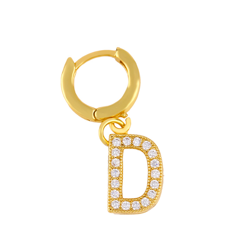 Boucles D'oreilles Alphabet Lettre Boucles D'oreilles D'origine Rétro Boucles D'oreilles De Haute Qualité Diamant-intégré Famille Nom Anglais Alphabet Lettre Boucles D'oreilles Err98 display picture 19