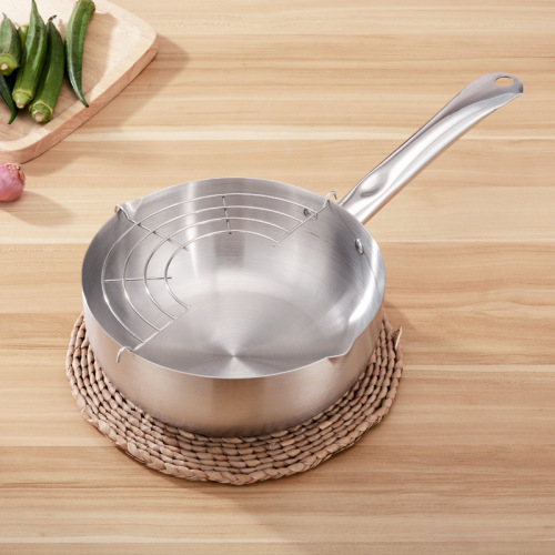 Stainless steel Spatula milk pot, Japanese home use single handle instant noodle pot, thick electromagnetic stove multi-purpose non-stick pot wholesale