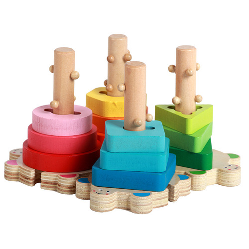 Shape Matching Column, Rotating Column, Kindergarten Children's Early Education Enlightenment Brain-Training Matching Blocks, DIY Toy