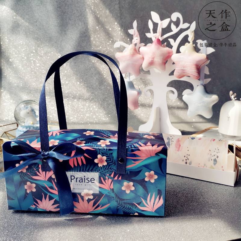 蓝色蛋糕卷包装盒 瑞士卷烘焙包装盒子 杯子蛋糕包装盒饼干盒子