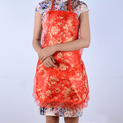 婚慶喜慶紅色圍裙防污無袖家用喜事兜福新娘蕾絲陪嫁結婚用品